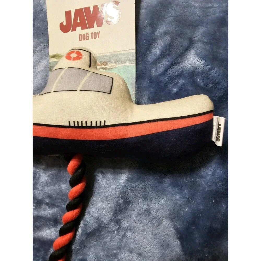 JAWS Plush Squeaky Stuffed Dog Toy Boat w/ Rope Tug Small Dog (UN304) NWT